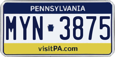 PA license plate MYN3875
