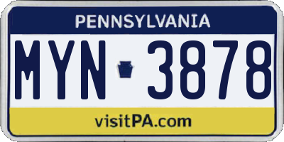 PA license plate MYN3878