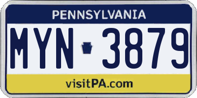 PA license plate MYN3879