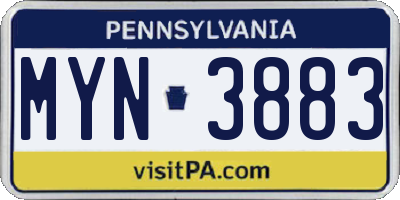 PA license plate MYN3883