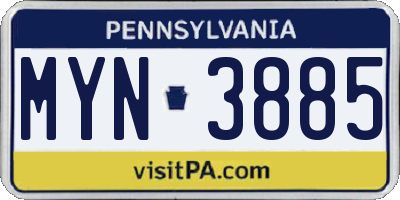 PA license plate MYN3885