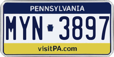 PA license plate MYN3897
