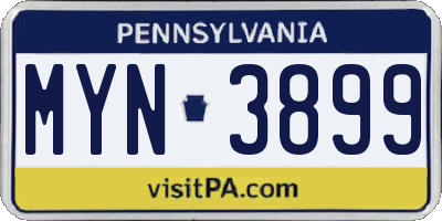 PA license plate MYN3899