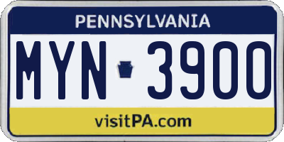 PA license plate MYN3900