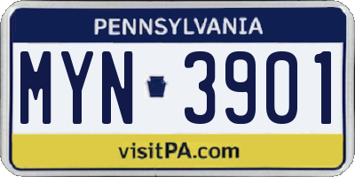 PA license plate MYN3901