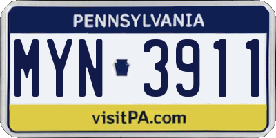 PA license plate MYN3911