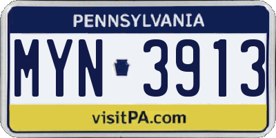 PA license plate MYN3913