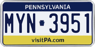PA license plate MYN3951