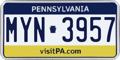 PA license plate MYN3957