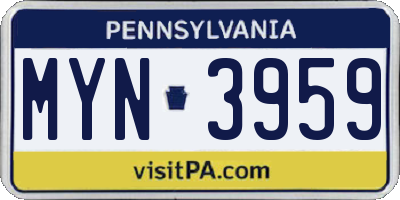 PA license plate MYN3959
