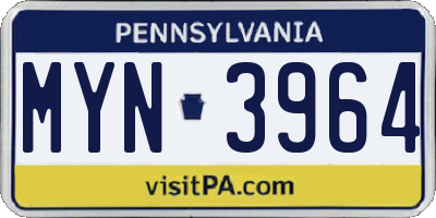 PA license plate MYN3964