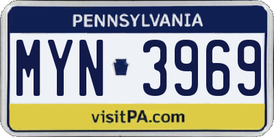 PA license plate MYN3969