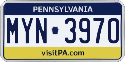 PA license plate MYN3970