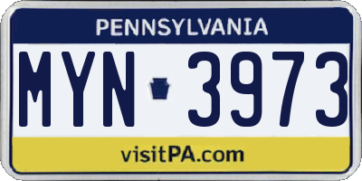 PA license plate MYN3973
