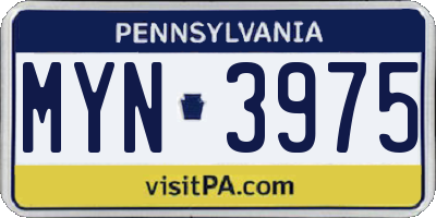 PA license plate MYN3975