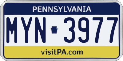 PA license plate MYN3977
