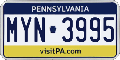 PA license plate MYN3995