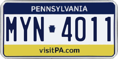 PA license plate MYN4011