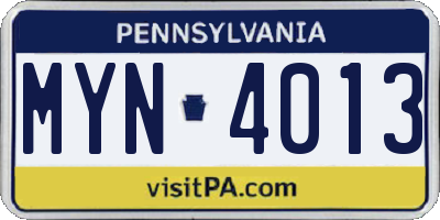 PA license plate MYN4013