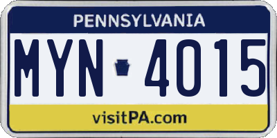 PA license plate MYN4015