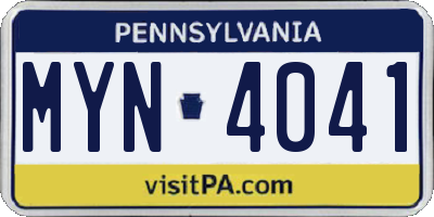 PA license plate MYN4041