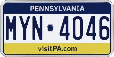 PA license plate MYN4046