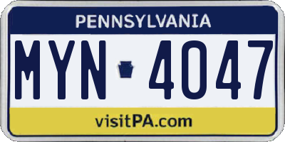 PA license plate MYN4047