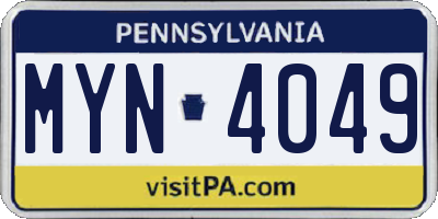 PA license plate MYN4049