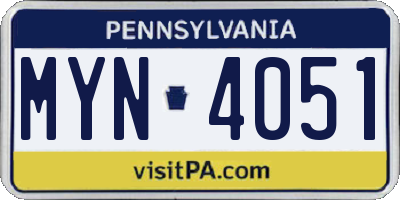 PA license plate MYN4051