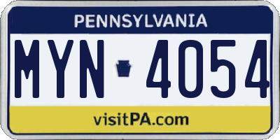PA license plate MYN4054