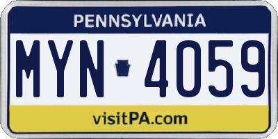PA license plate MYN4059