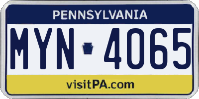 PA license plate MYN4065
