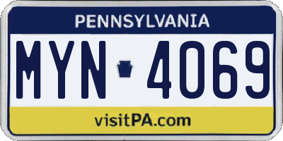 PA license plate MYN4069