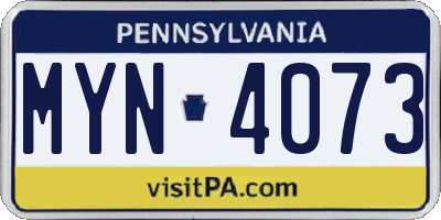 PA license plate MYN4073