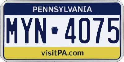 PA license plate MYN4075