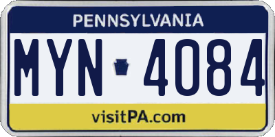 PA license plate MYN4084