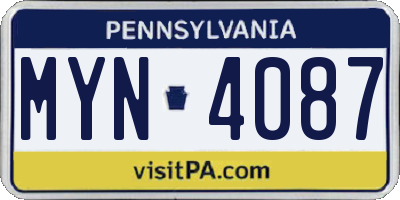 PA license plate MYN4087