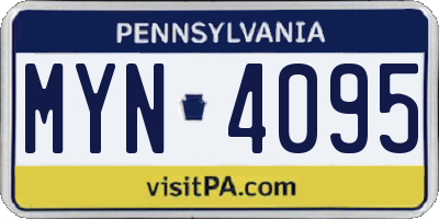 PA license plate MYN4095