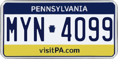 PA license plate MYN4099