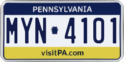 PA license plate MYN4101