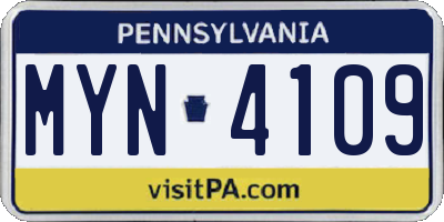 PA license plate MYN4109