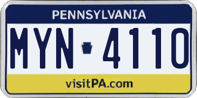 PA license plate MYN4110