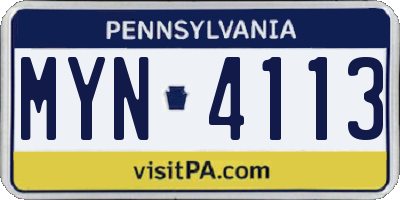 PA license plate MYN4113