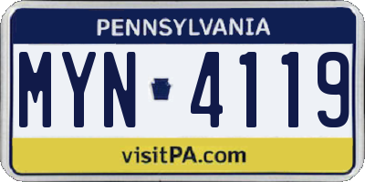 PA license plate MYN4119