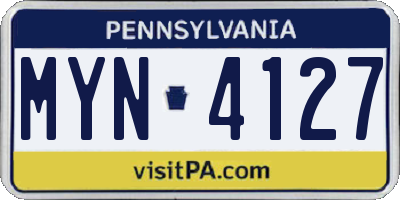 PA license plate MYN4127