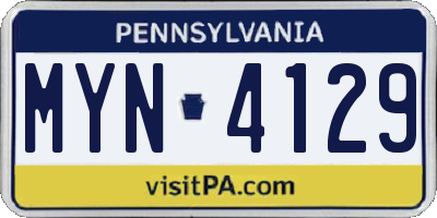 PA license plate MYN4129