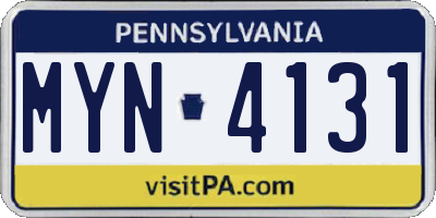 PA license plate MYN4131