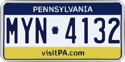 PA license plate MYN4132