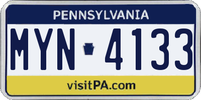 PA license plate MYN4133