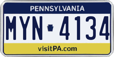 PA license plate MYN4134